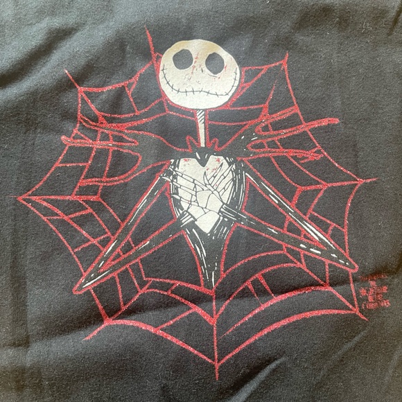 Vintage Tim Burton’s Nightmare Before Christmas Jack Skellington Glitter Web Tee - Picture 5 of 7
